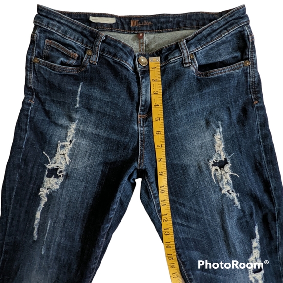 Kut From The Kloth Jeans Women's Sz 8 Blue Destroyed Farrah Baby Bootcut Pants - Picture 7 of 16